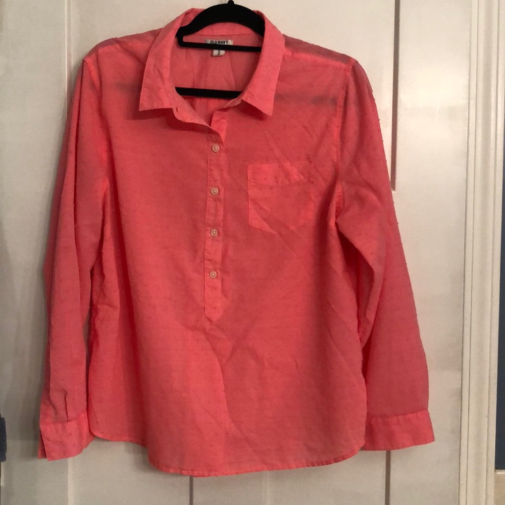 Old Navy long sleeve shirt bright pink size XL